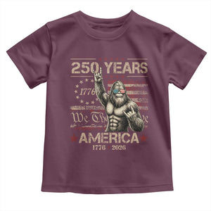 Bigfoot Sasquatch USA 250th Anniversary Toddler T Shirt Retro 250 Years 1776 2026 4th of July Independence Day