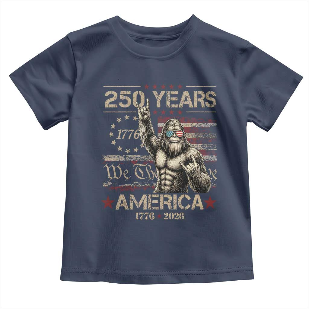 Bigfoot Sasquatch USA 250th Anniversary Toddler T Shirt Retro 250 Years 1776 2026 4th of July Independence Day