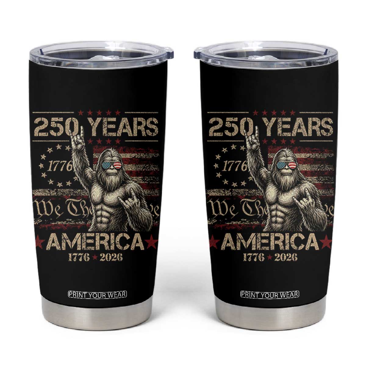Bigfoot Sasquatch USA 250th Anniversary Tumbler Cup Retro 250 Years 1776 2026 4th of July Independence Day