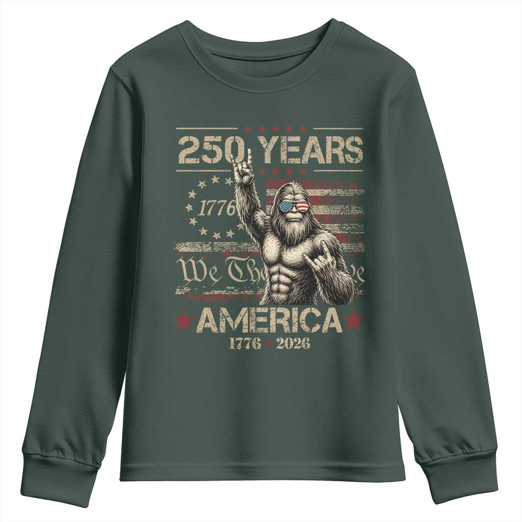 Bigfoot Sasquatch USA 250th Anniversary Youth Sweatshirt Retro 250 Years 1776 2026 4th of July Independence Day