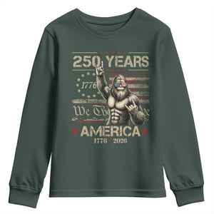 Bigfoot Sasquatch USA 250th Anniversary Youth Sweatshirt Retro 250 Years 1776 2026 4th of July Independence Day