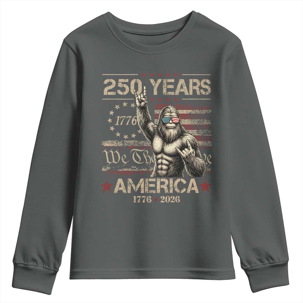 Bigfoot Sasquatch USA 250th Anniversary Youth Sweatshirt Retro 250 Years 1776 2026 4th of July Independence Day