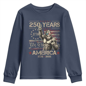 Bigfoot Sasquatch USA 250th Anniversary Youth Sweatshirt Retro 250 Years 1776 2026 4th of July Independence Day