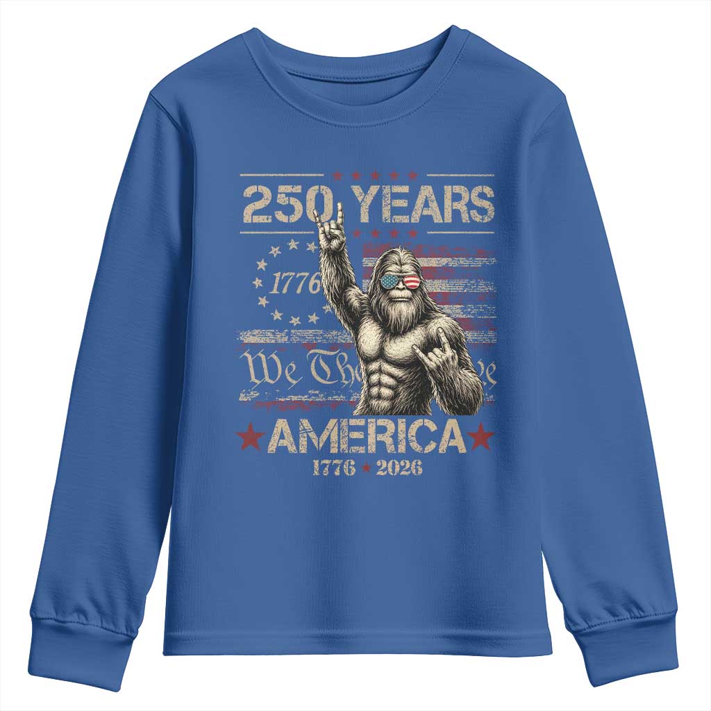 Bigfoot Sasquatch USA 250th Anniversary Youth Sweatshirt Retro 250 Years 1776 2026 4th of July Independence Day