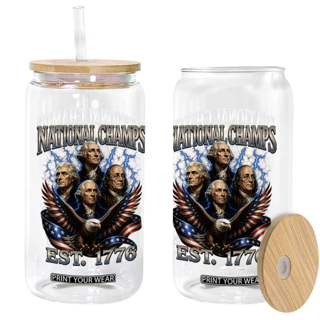 Founding Fathers USA 250th Anniversary Glass Can Vintage National Champions 250 Years Patriotic American Flag