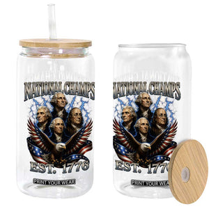 Founding Fathers USA 250th Anniversary Glass Can Vintage National Champions 250 Years Patriotic American Flag
