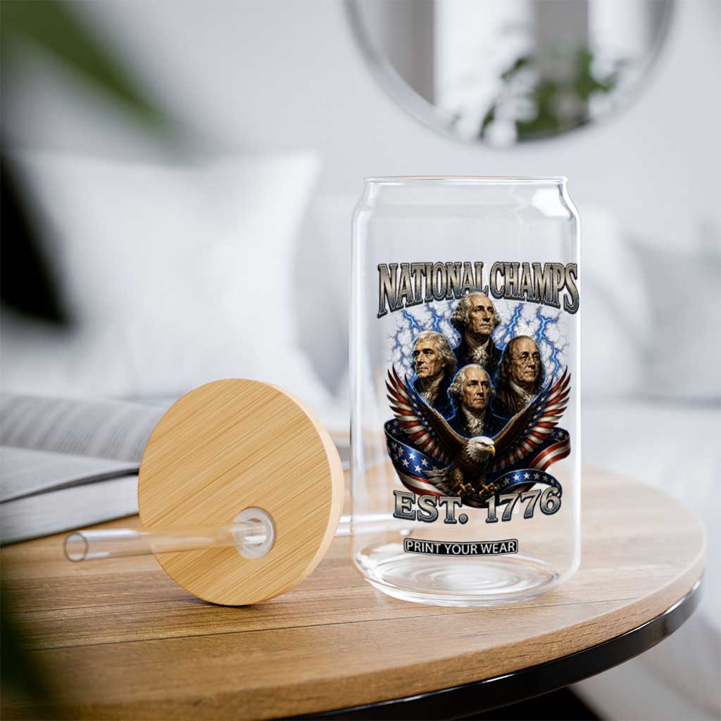 Founding Fathers USA 250th Anniversary Glass Can Vintage National Champions 250 Years Patriotic American Flag