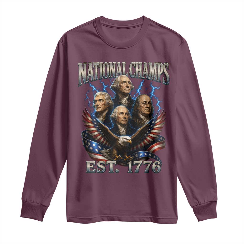 Founding Fathers USA 250th Anniversary Long Sleeve Shirt Vintage National Champions 250 Years Patriotic American Flag