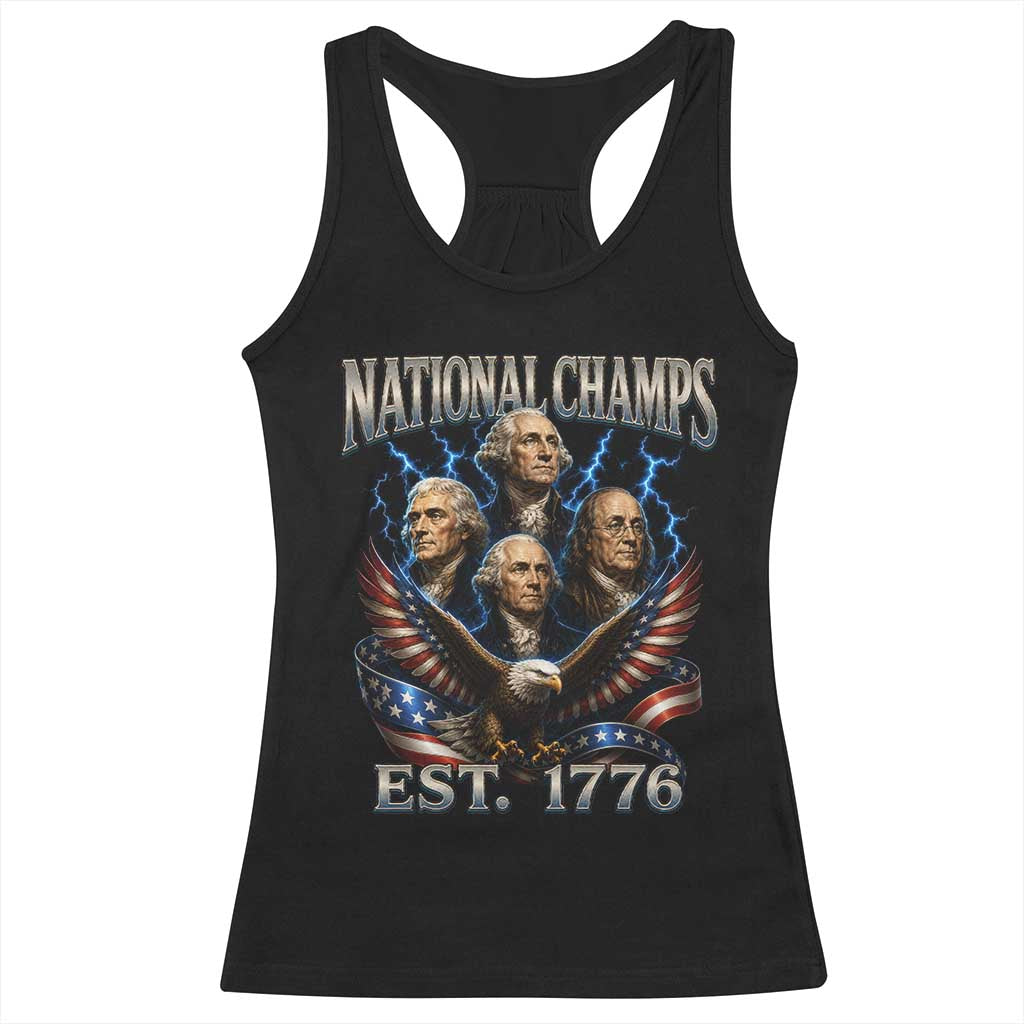 Founding Fathers USA 250th Anniversary Racerback Tank Top Vintage National Champions 250 Years Patriotic American Flag