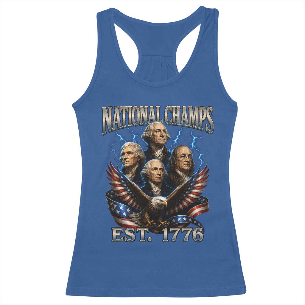 Founding Fathers USA 250th Anniversary Racerback Tank Top Vintage National Champions 250 Years Patriotic American Flag