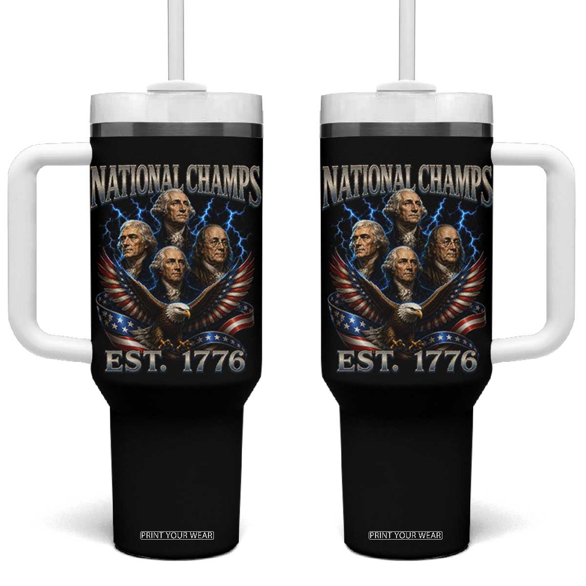 Founding Fathers USA 250th Anniversary Tumbler With Handle Vintage National Champions 250 Years Patriotic American Flag