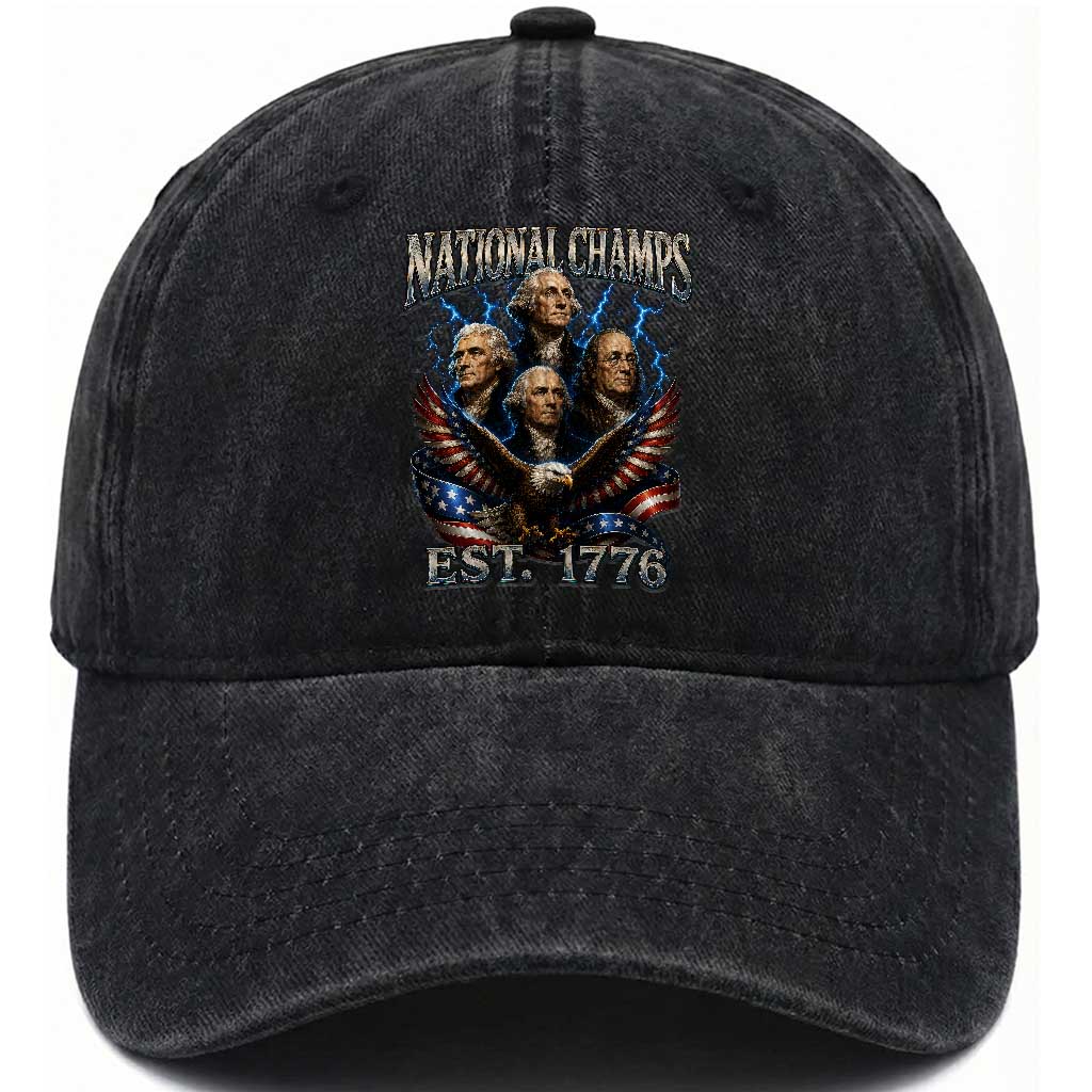 Founding Fathers USA 250th Anniversary Washed Cotton Baseball Cap Vintage National Champions 250 Years Patriotic American Flag TS10 Print Your Wear