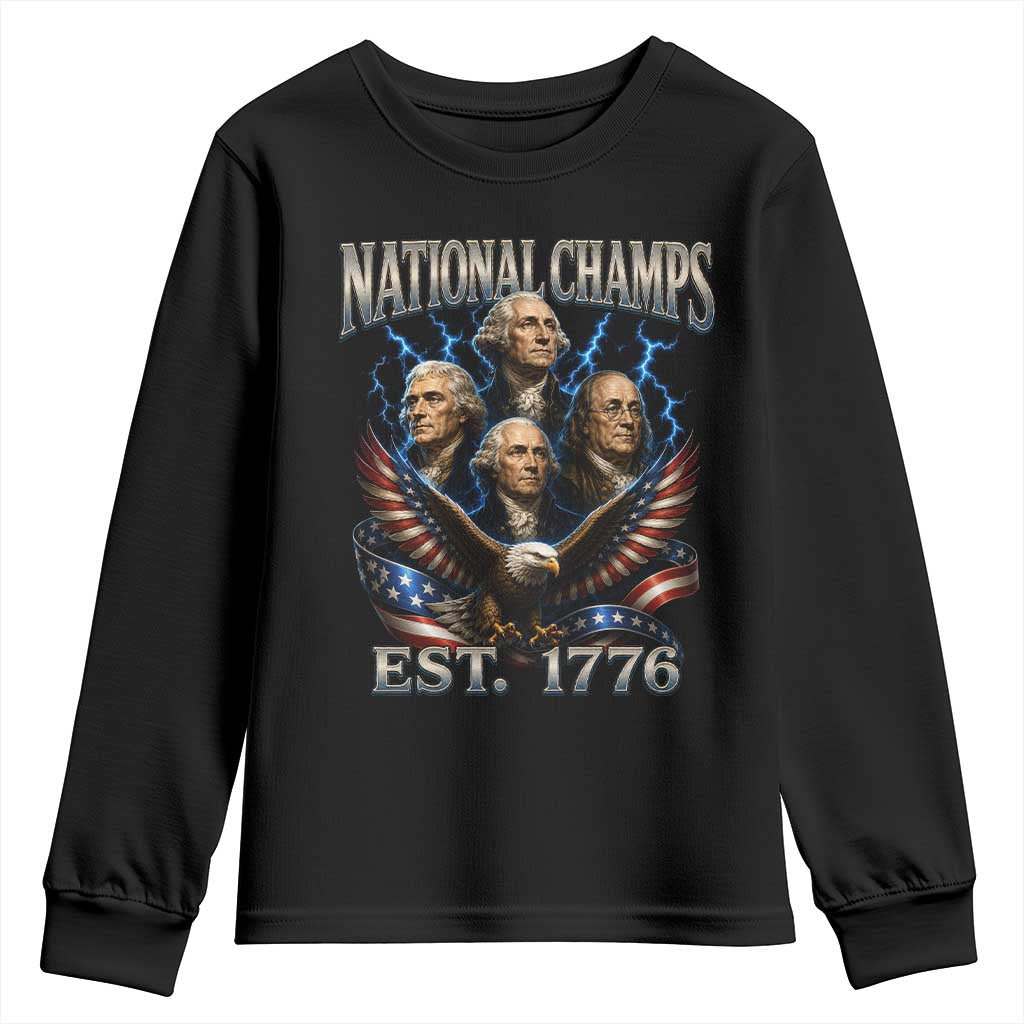 Founding Fathers USA 250th Anniversary Youth Sweatshirt Vintage National Champions 250 Years Patriotic American Flag
