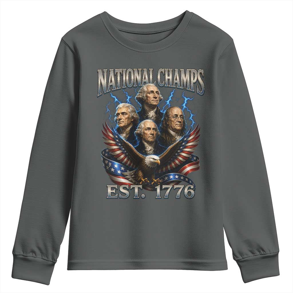 Founding Fathers USA 250th Anniversary Youth Sweatshirt Vintage National Champions 250 Years Patriotic American Flag