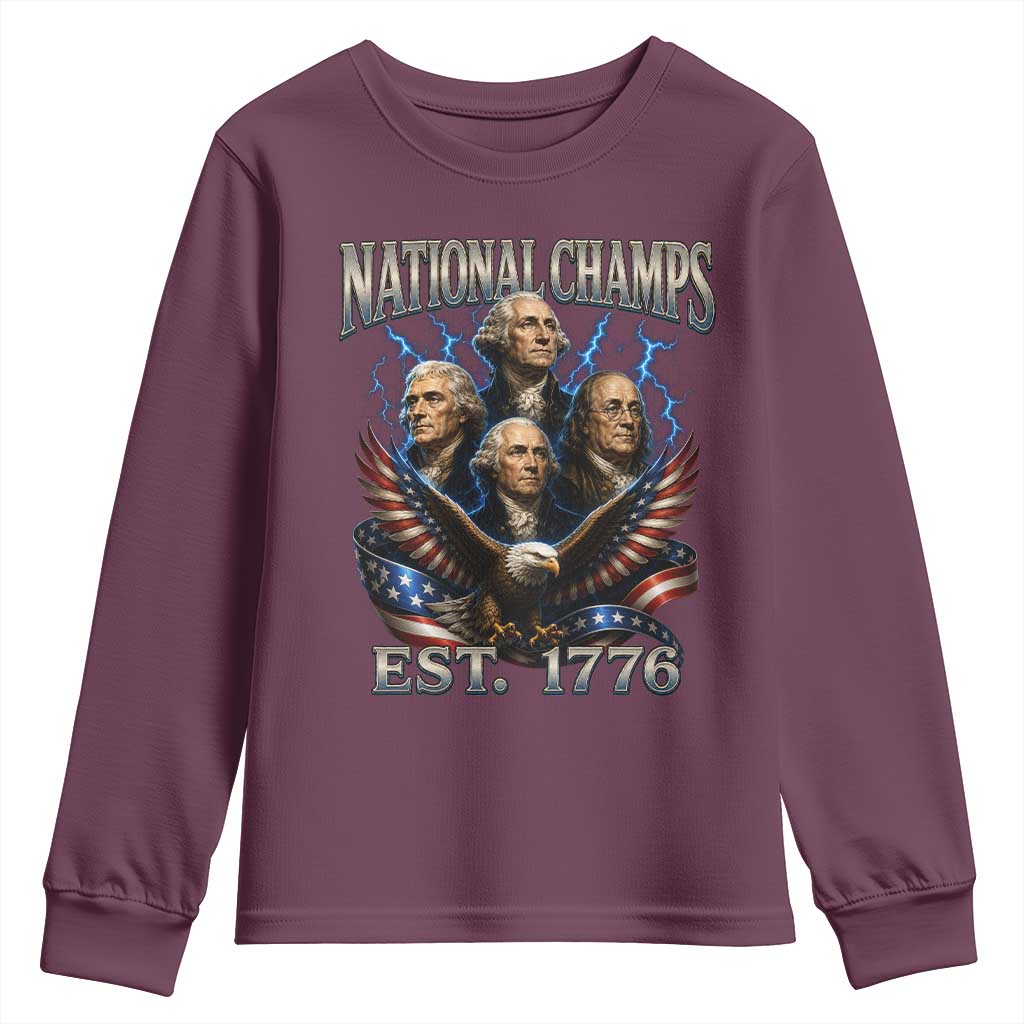 Founding Fathers USA 250th Anniversary Youth Sweatshirt Vintage National Champions 250 Years Patriotic American Flag
