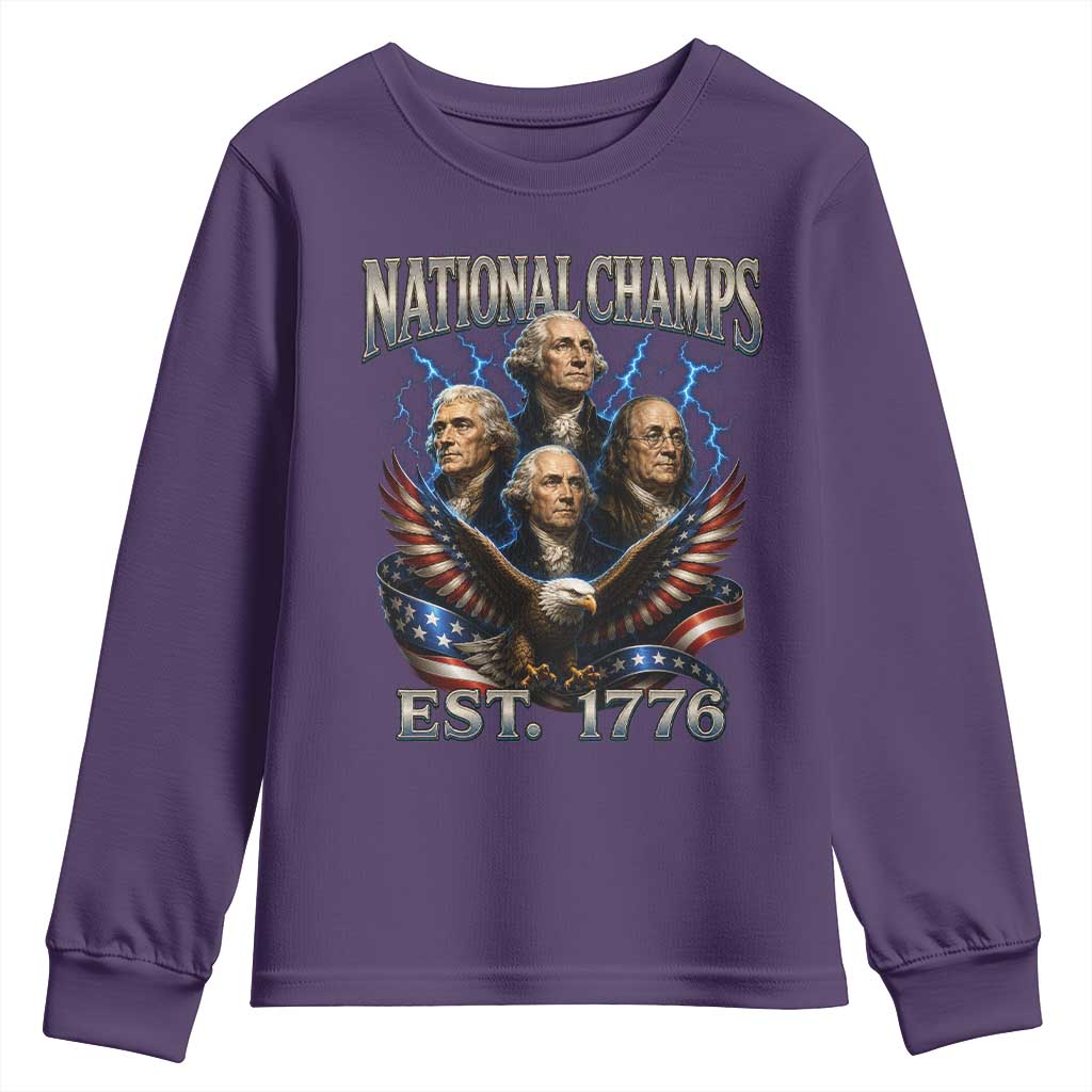 Founding Fathers USA 250th Anniversary Youth Sweatshirt Vintage National Champions 250 Years Patriotic American Flag