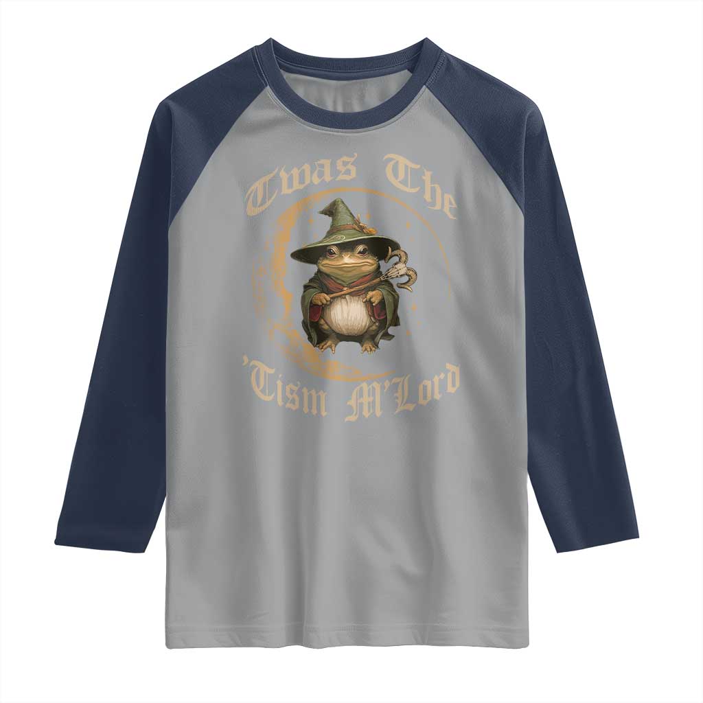 Twas the Tism MLord Frog Raglan Shirt Funny Anti Social Meme TS10 Sport Gray Navy Print Your Wear