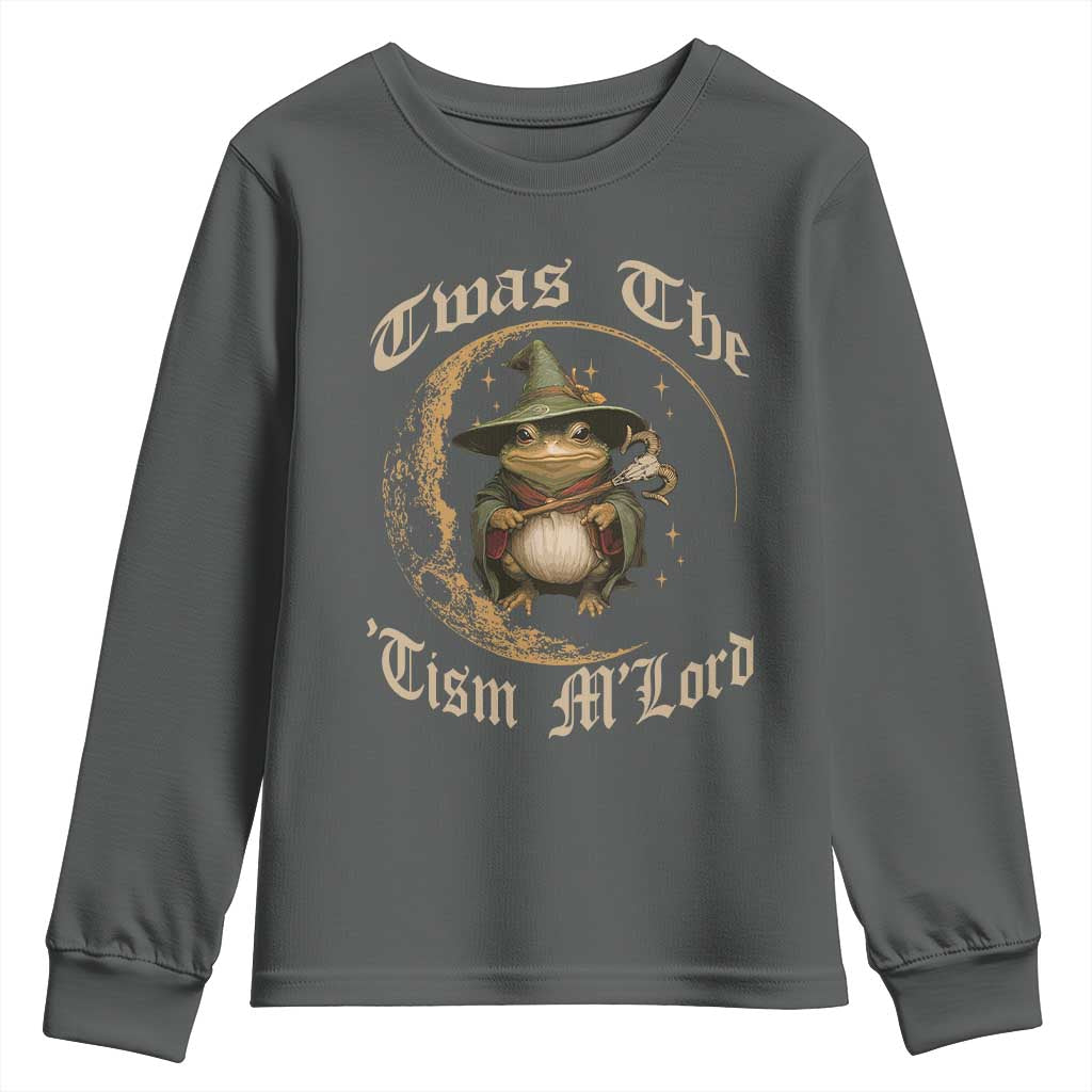 Twas the Tism MLord Frog Youth Sweatshirt Funny Anti Social Meme TS10 Dark Heather Print Your Wear