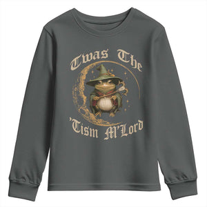Twas the Tism MLord Frog Youth Sweatshirt Funny Anti Social Meme TS10 Dark Heather Print Your Wear