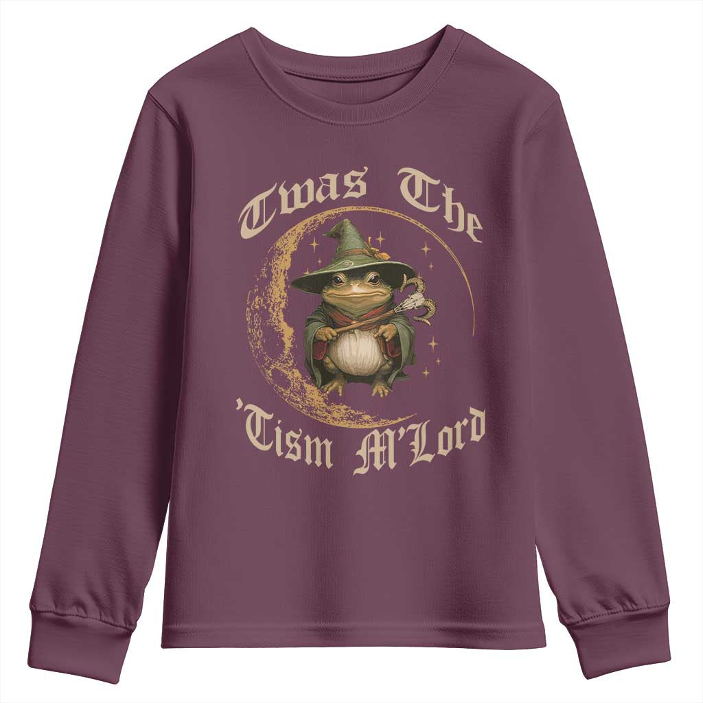 Twas the Tism MLord Frog Youth Sweatshirt Funny Anti Social Meme TS10 Maroon Print Your Wear