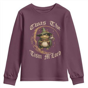 Twas the Tism MLord Frog Youth Sweatshirt Funny Anti Social Meme TS10 Maroon Print Your Wear