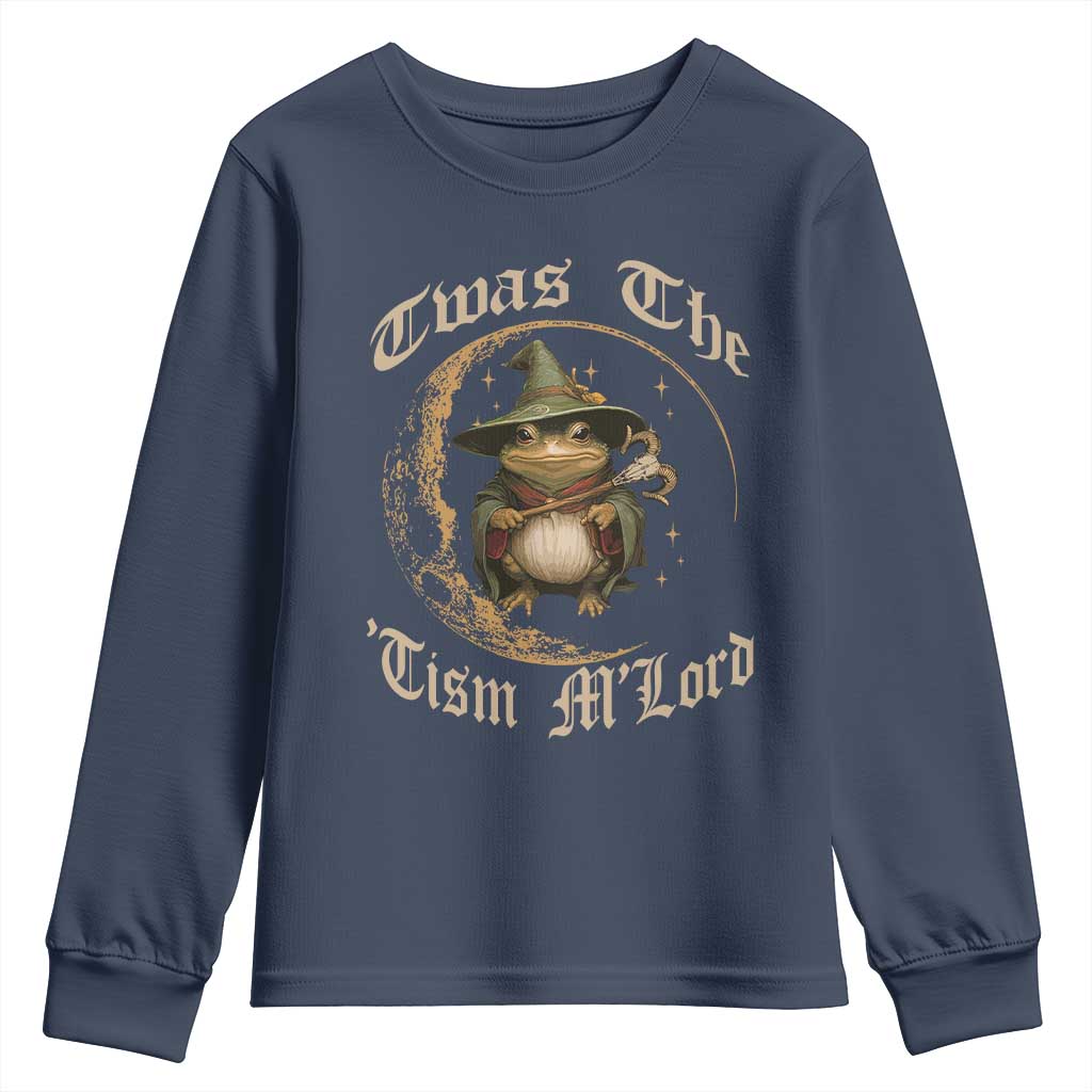 Twas the Tism MLord Frog Youth Sweatshirt Funny Anti Social Meme TS10 Navy Print Your Wear