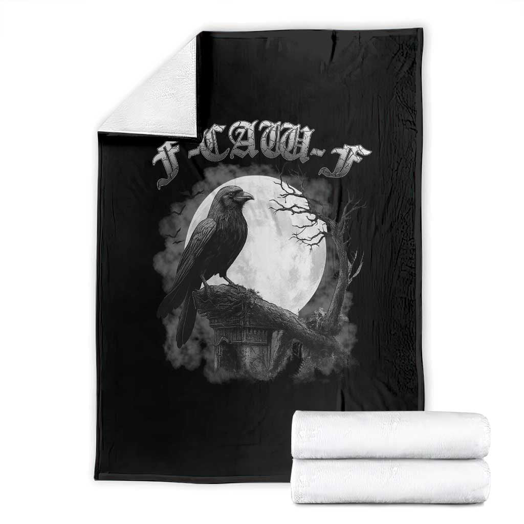 Black Crow F-Caw-F Throw Blanket Funny Raven Moon Gothic Adult Humor TS10 Black Print Your Wear