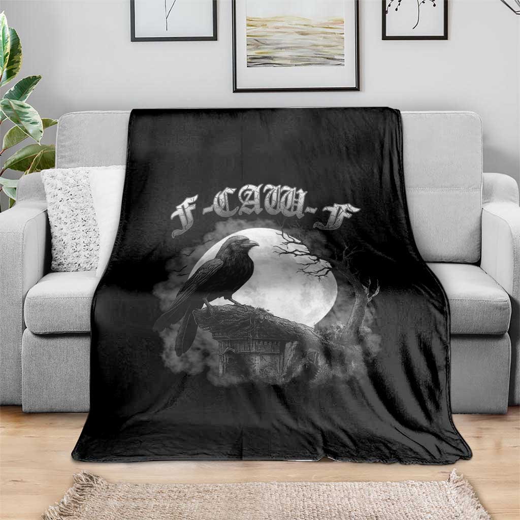 Black Crow F-Caw-F Throw Blanket Funny Raven Moon Gothic Adult Humor TS10 Print Your Wear