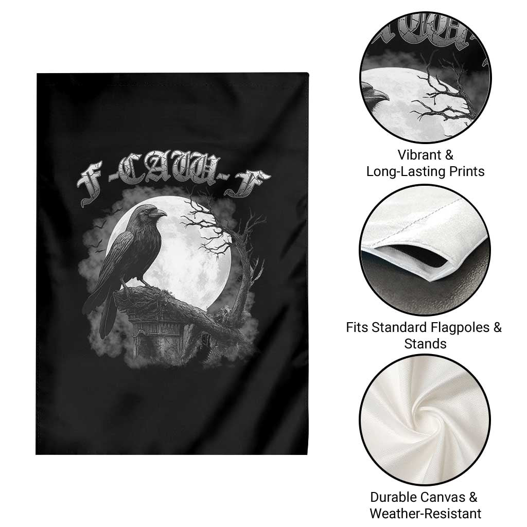 Black Crow F-Caw-F Garden Flag Funny Raven Moon Gothic Adult Humor TS10 Print Your Wear
