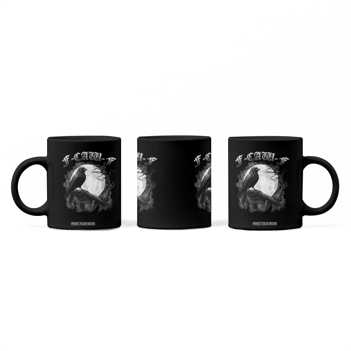 Black Crow F-Caw-F Coffee Mug Funny Raven Moon Gothic Adult Humor TS10 Print Your Wear