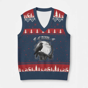 Black Crow F-Caw-F V-Neck Knit Sweater Vest Funny Raven Moon Gothic Adult Humor TS10 Navy Red Print Your Wear