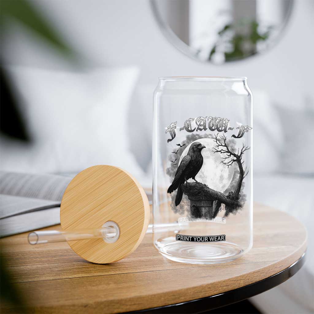 Black Crow F-Caw-F Glass Can Funny Raven Moon Gothic Adult Humor TS10 Print Your Wear