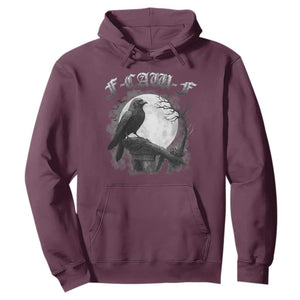 Black Crow F-Caw-F Hoodie Funny Raven Moon Gothic Adult Humor TS10 Maroon Print Your Wear