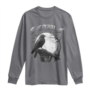 Black Crow F-Caw-F Long Sleeve Shirt Funny Raven Moon Gothic Adult Humor TS10 Charcoal Print Your Wear
