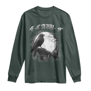 Black Crow F-Caw-F Long Sleeve Shirt Funny Raven Moon Gothic Adult Humor TS10 Dark Forest Green Print Your Wear