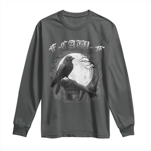 Black Crow F-Caw-F Long Sleeve Shirt Funny Raven Moon Gothic Adult Humor TS10 Dark Heather Print Your Wear
