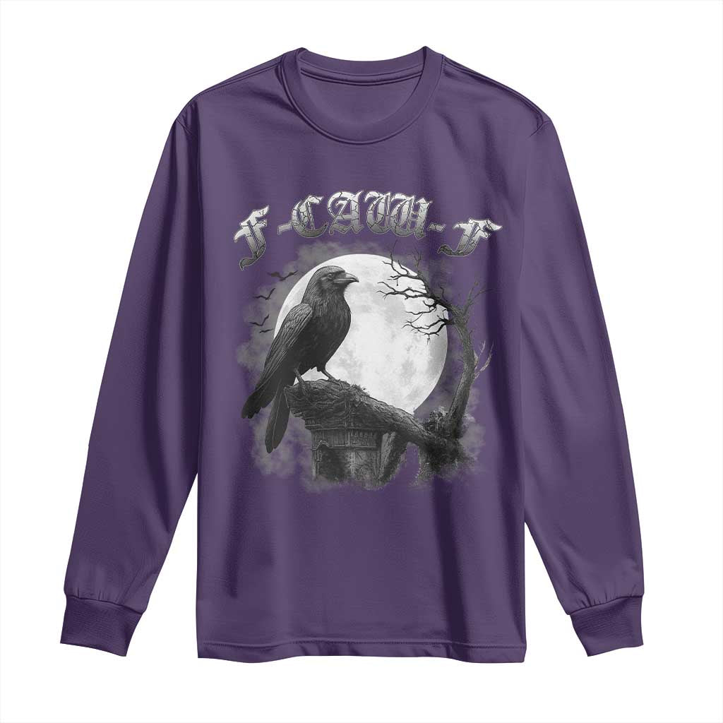 Black Crow F-Caw-F Long Sleeve Shirt Funny Raven Moon Gothic Adult Humor TS10 Purple Print Your Wear