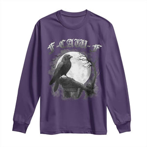 Black Crow F-Caw-F Long Sleeve Shirt Funny Raven Moon Gothic Adult Humor TS10 Purple Print Your Wear
