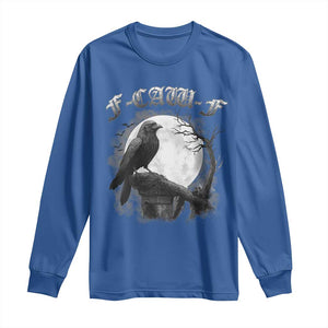 Black Crow F-Caw-F Long Sleeve Shirt Funny Raven Moon Gothic Adult Humor TS10 Royal Blue Print Your Wear