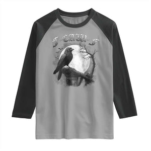 Black Crow F-Caw-F Raglan Shirt Funny Raven Moon Gothic Adult Humor TS10 Sport Gray Black Print Your Wear