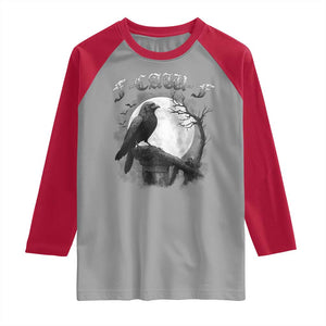 Black Crow F-Caw-F Raglan Shirt Funny Raven Moon Gothic Adult Humor TS10 Sport Gray Red Print Your Wear