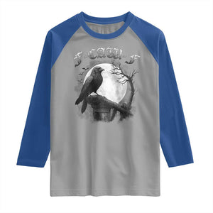 Black Crow F-Caw-F Raglan Shirt Funny Raven Moon Gothic Adult Humor TS10 Sport Gray Royal Print Your Wear