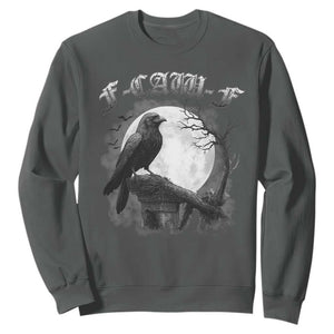Black Crow F-Caw-F Sweatshirt Funny Raven Moon Gothic Adult Humor TS10 Dark Heather Print Your Wear