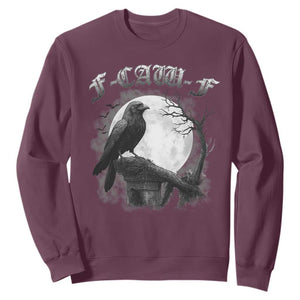 Black Crow F-Caw-F Sweatshirt Funny Raven Moon Gothic Adult Humor TS10 Maroon Print Your Wear