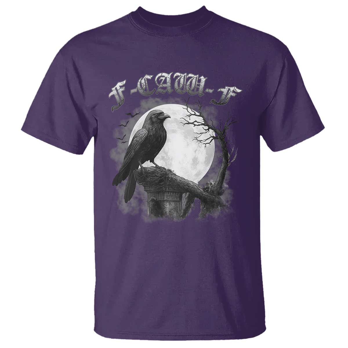 Black Crow F-Caw-F T Shirt Funny Raven Moon Gothic Adult Humor TS10 Purple Print Your Wear