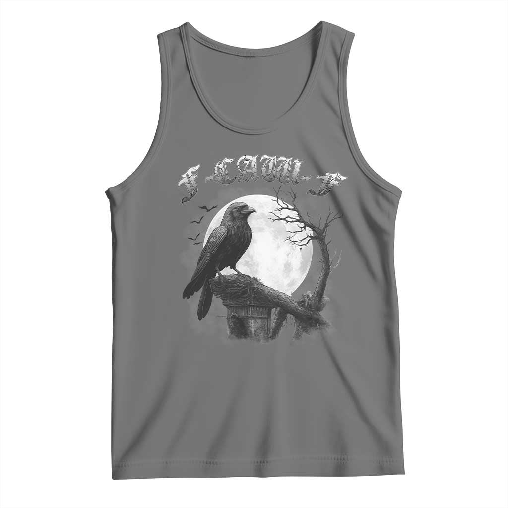 Black Crow F-Caw-F Tank Top Funny Raven Moon Gothic Adult Humor TS10 Black Heather Print Your Wear