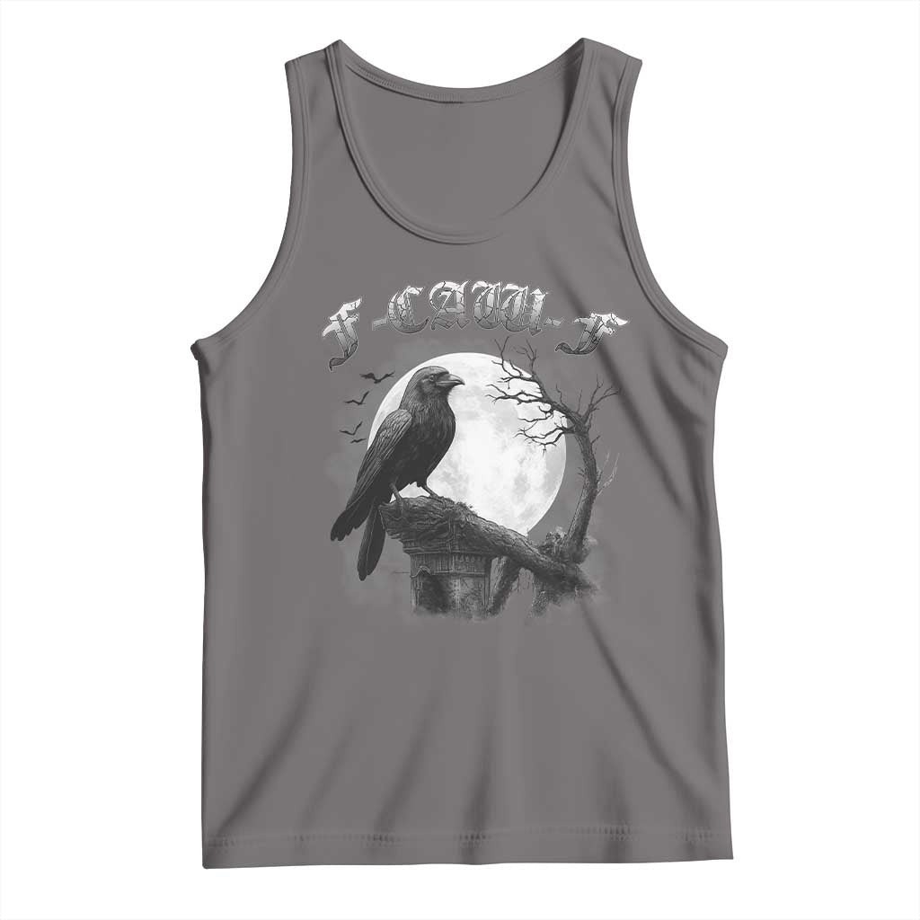 Black Crow F-Caw-F Tank Top Funny Raven Moon Gothic Adult Humor TS10 Deep Heather Print Your Wear