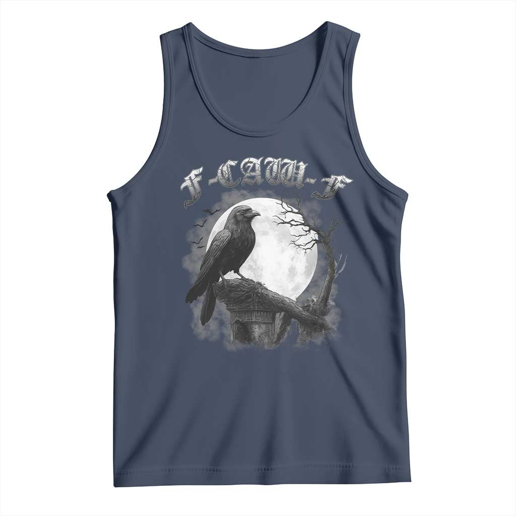 Black Crow F-Caw-F Tank Top Funny Raven Moon Gothic Adult Humor TS10 Navy Print Your Wear