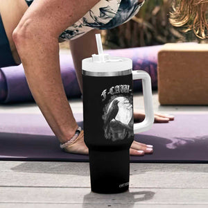 Black Crow F-Caw-F Tumbler With Handle Funny Raven Moon Gothic Adult Humor TS10 Print Your Wear