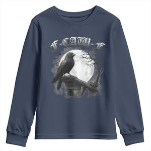 Black Crow F-Caw-F Youth Sweatshirt Funny Raven Moon Gothic Adult Humor TS10 Navy Print Your Wear